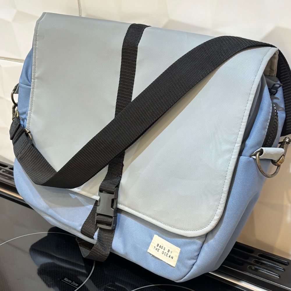 Gray and Blue Messenger Bag